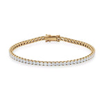 Tennisarmbånd i gult gull med 5 carat diamanter hvis liggene forfra