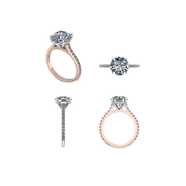 cad design tegning av diamantring laget for kunde av Hartwell