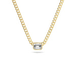 Cuban halskjede i 14K gull med emerald cut diamant 0,25 ct – liggende