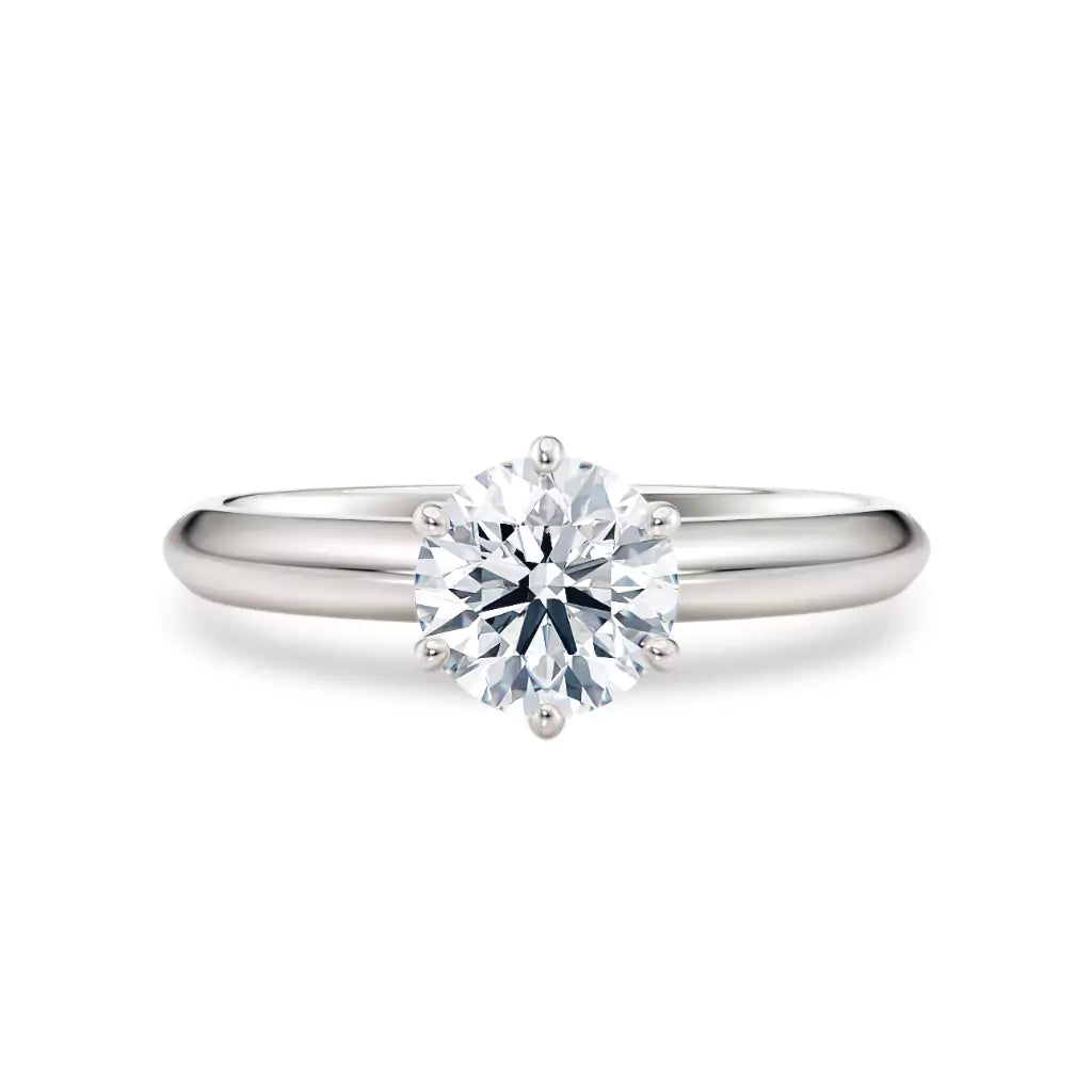Diamantring i hvitt gull med 1 ct lab-diamant i knife edge design, vist liggende forfra, designet av Hartwell.