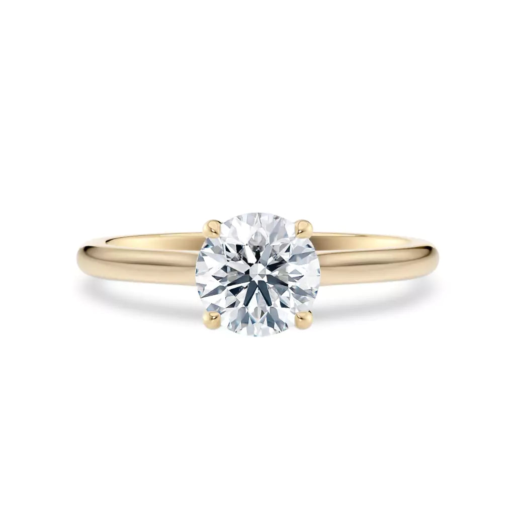 Frontbilde av tynn diamantring i gult gull med lab-diamant, medium størrelse, fra Hartwell
