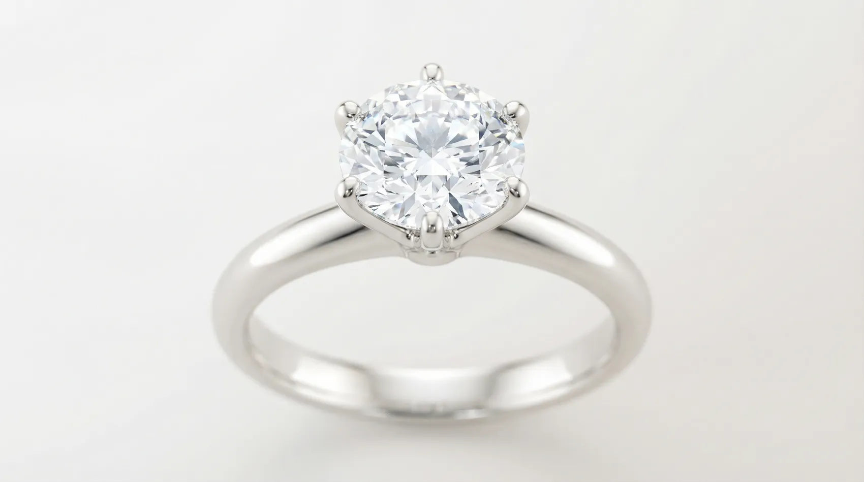 Lab diamant ring 2,00 ct i hvitt gull med rund briljant og knife edge-design
