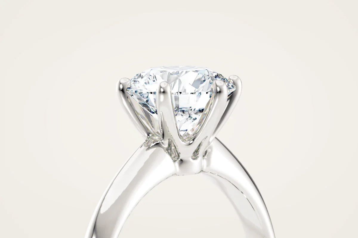 Nærbilde av en enstensring med 1,00 ct lab-diamant i hvitt gull fra Hartwell – klassisk solitaire-ring i 2025.
