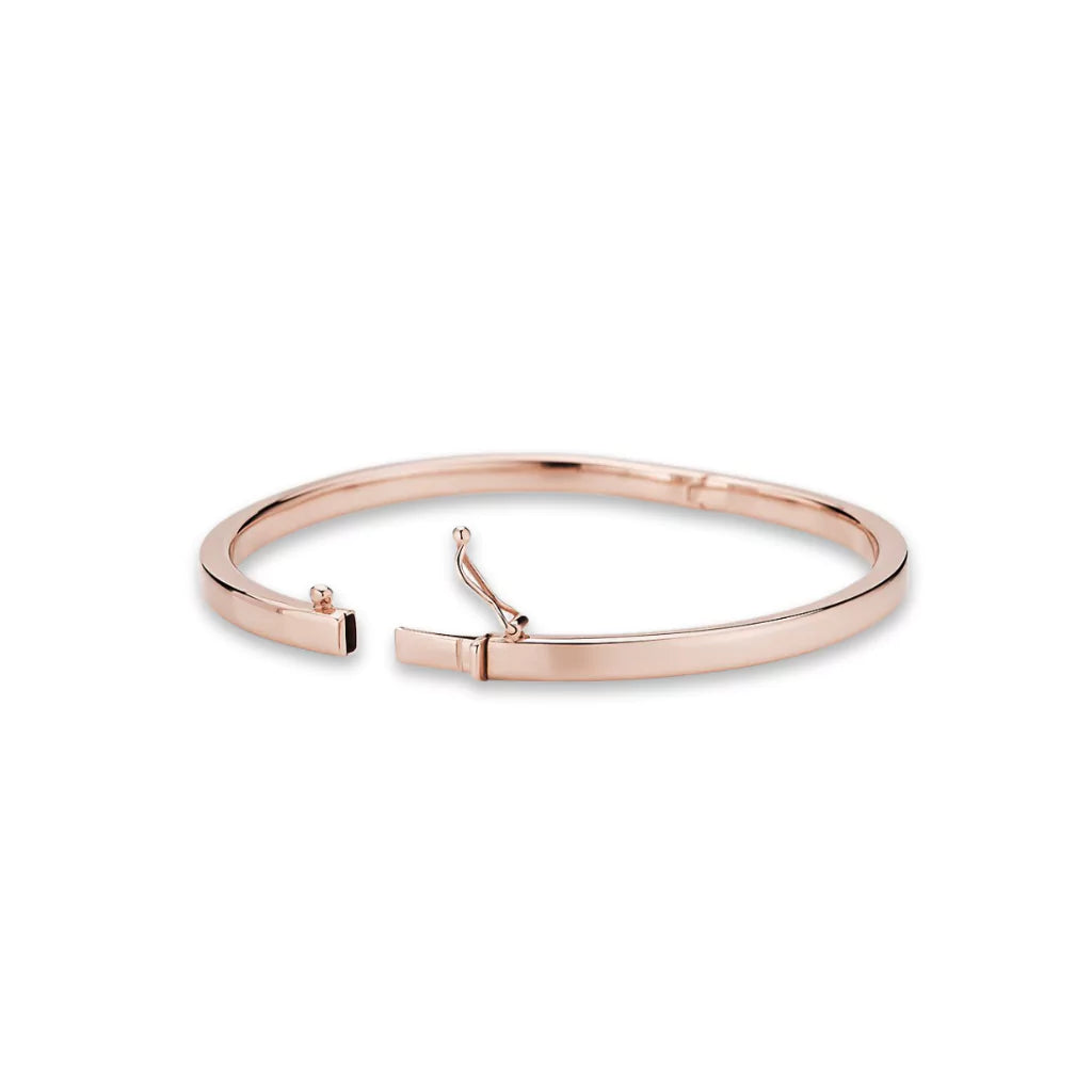 Bangel armbånd i roségull, 4 mm bred, lås 