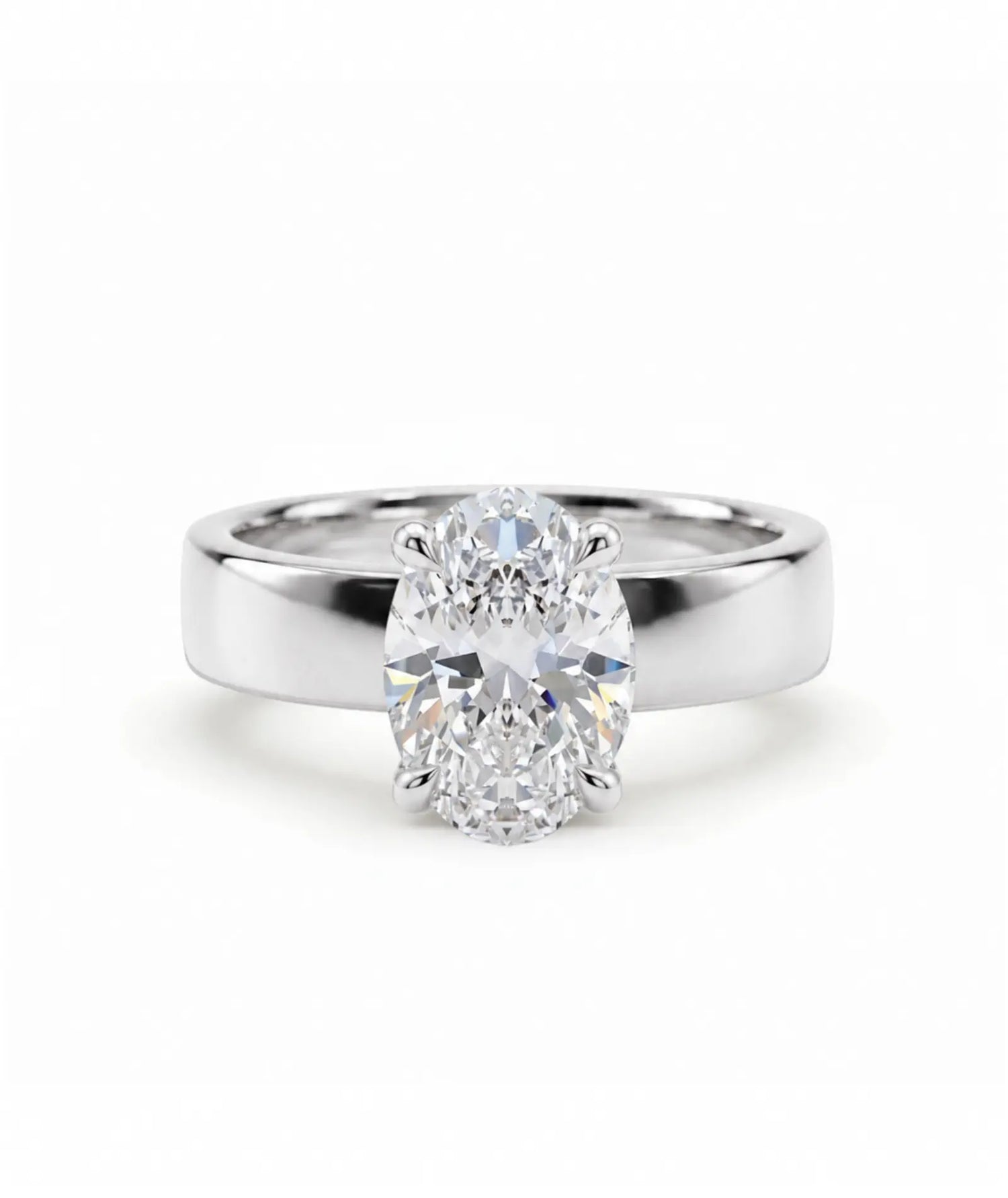 Oval diamantring hvitt gull 2,00 ct – 4 mm cigar band