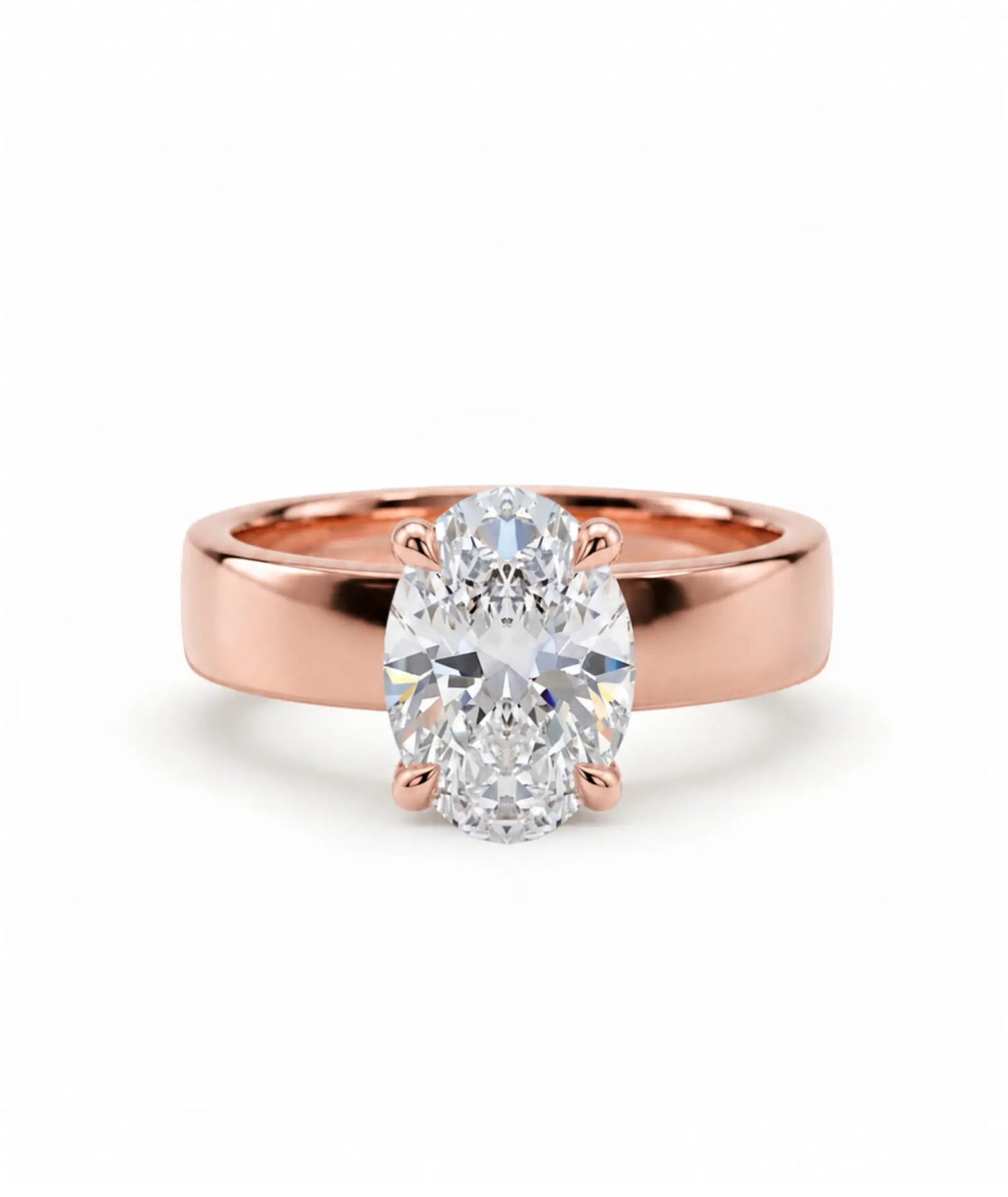 Oval diamantring rosegull 2,00 ct – 4 mm cigar band