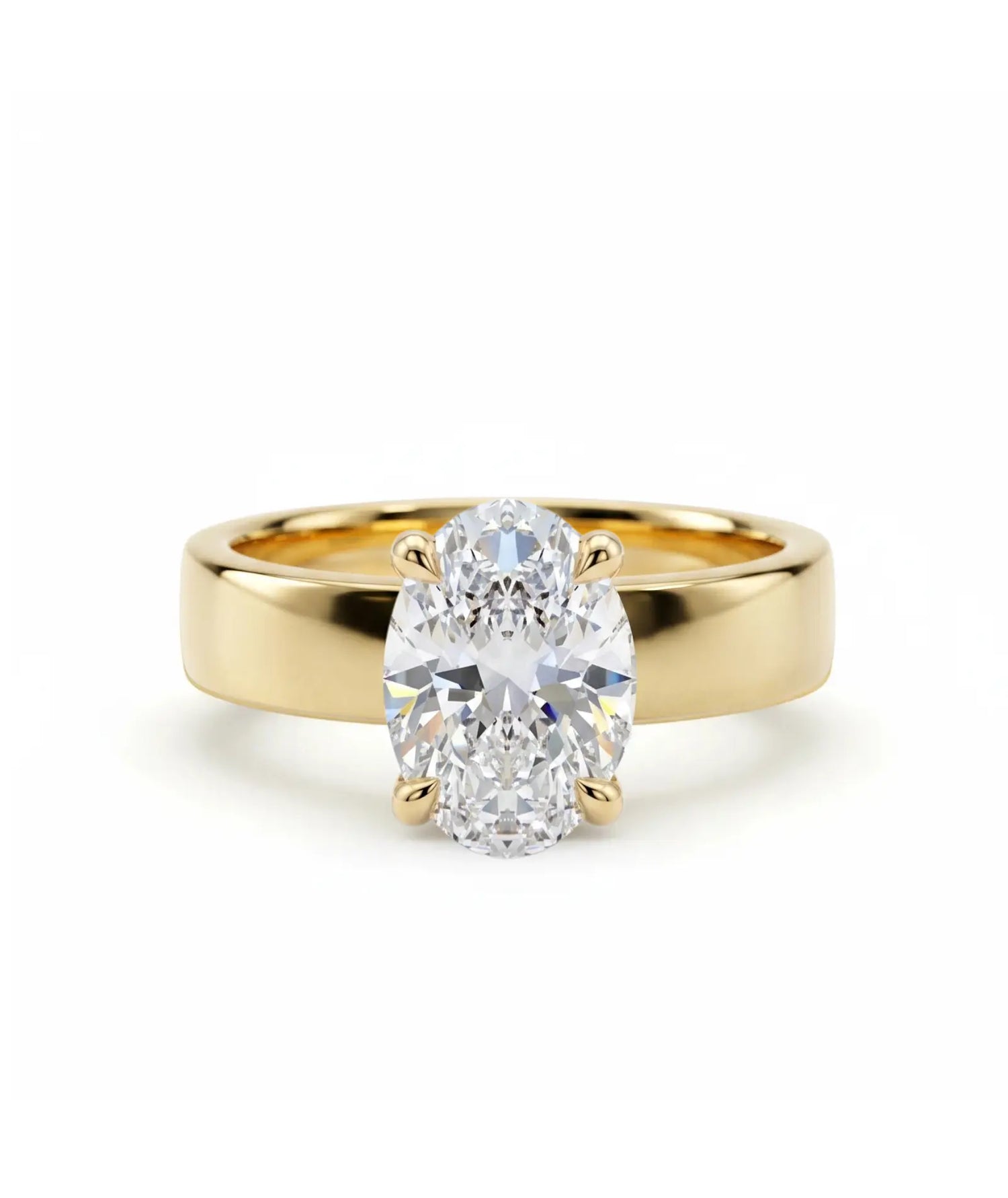 Oval diamantring gult gull 2,00 ct – 4 mm cigar band
