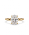 Diamantring oval gult gull 2 ct lab diamant, vist liggende forfra, designet av Hartwell.