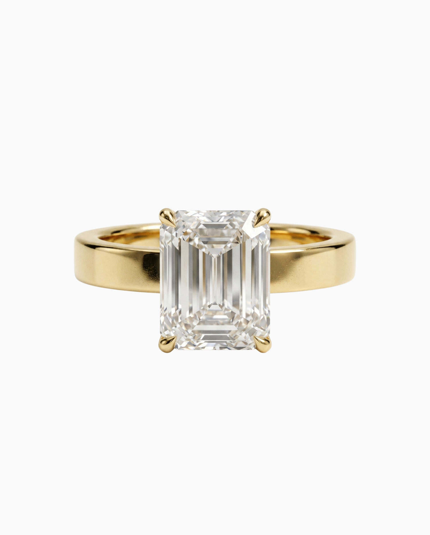 Emerald cut diamantring gult gull 2,00 ct – 3 mm cigar band