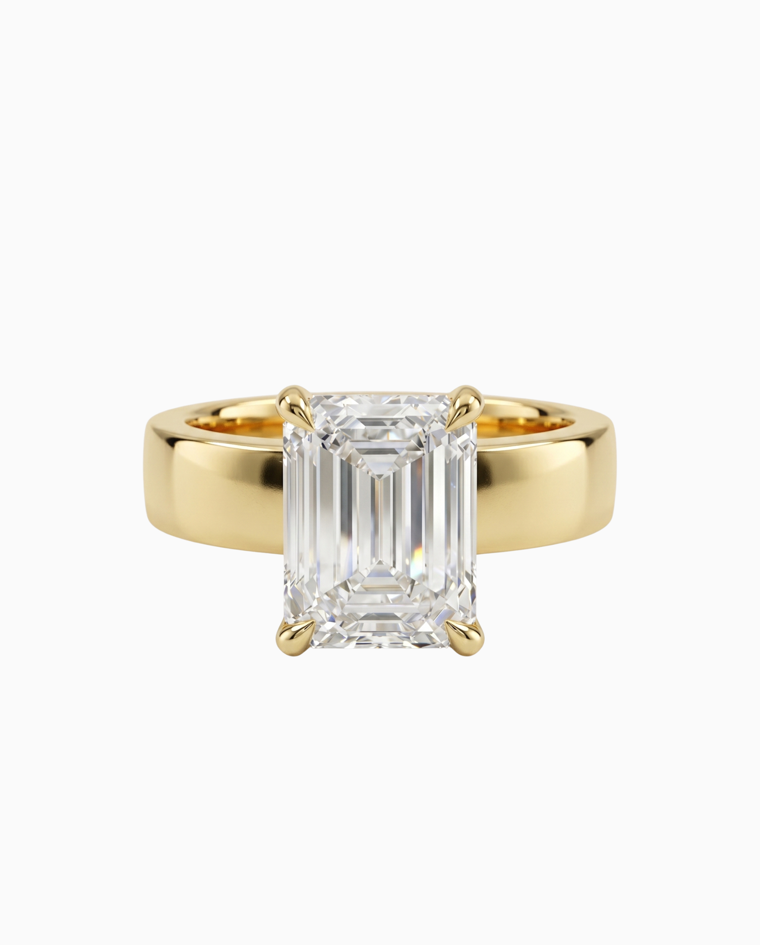 Emerald cut diamantring gult gull 2,00 ct – 4 mm cigar band