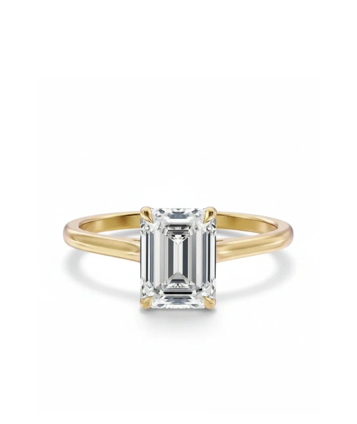 Diamantring i gult gull med emerald cut lab-diamant på 2,00 ct