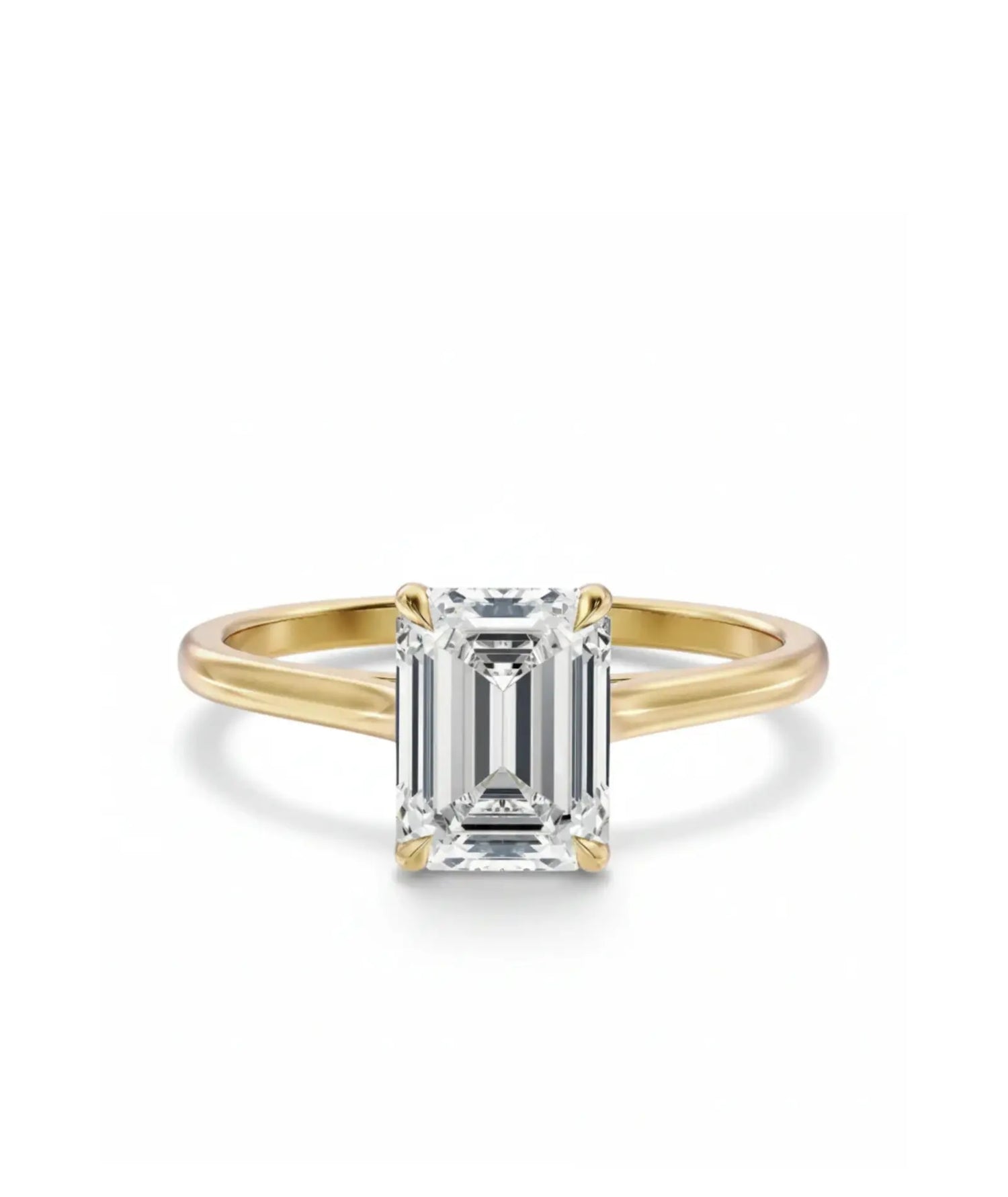 Diamantring i gult gull med emerald cut lab-diamant på 2,00 ct