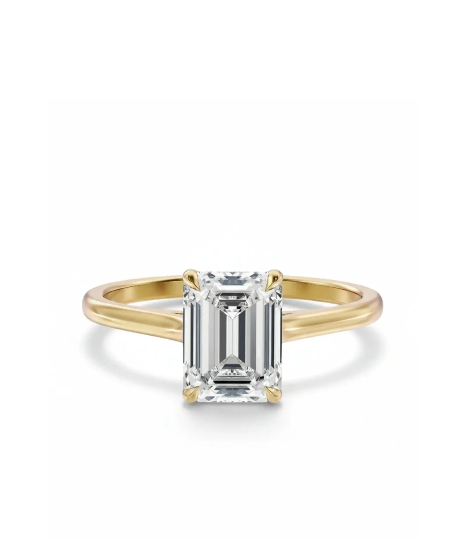 Diamantring i gult gull med emerald cut lab-diamant på 2,00 ct