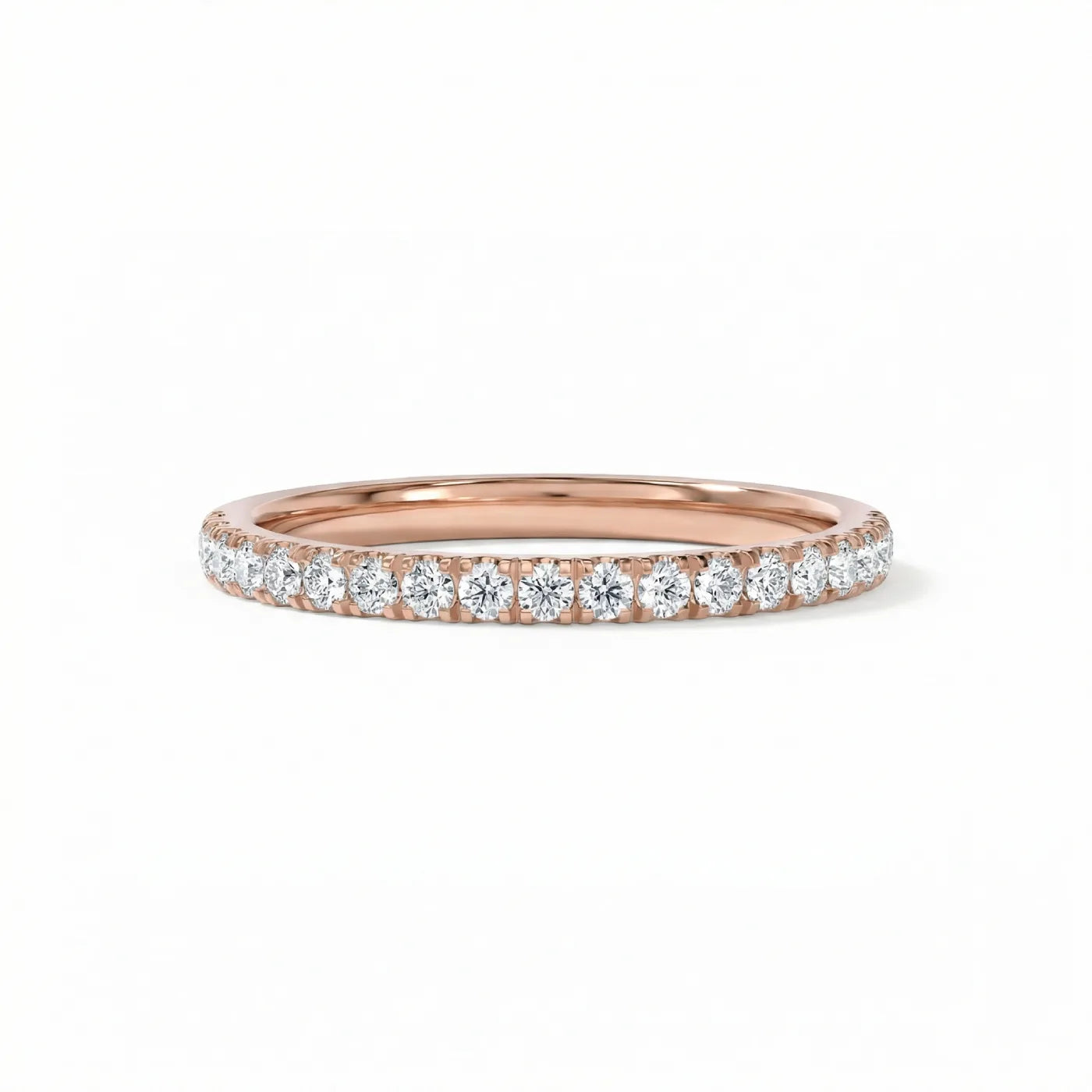 Alliansering i roségull 0,26 ct liggende – sett forfra