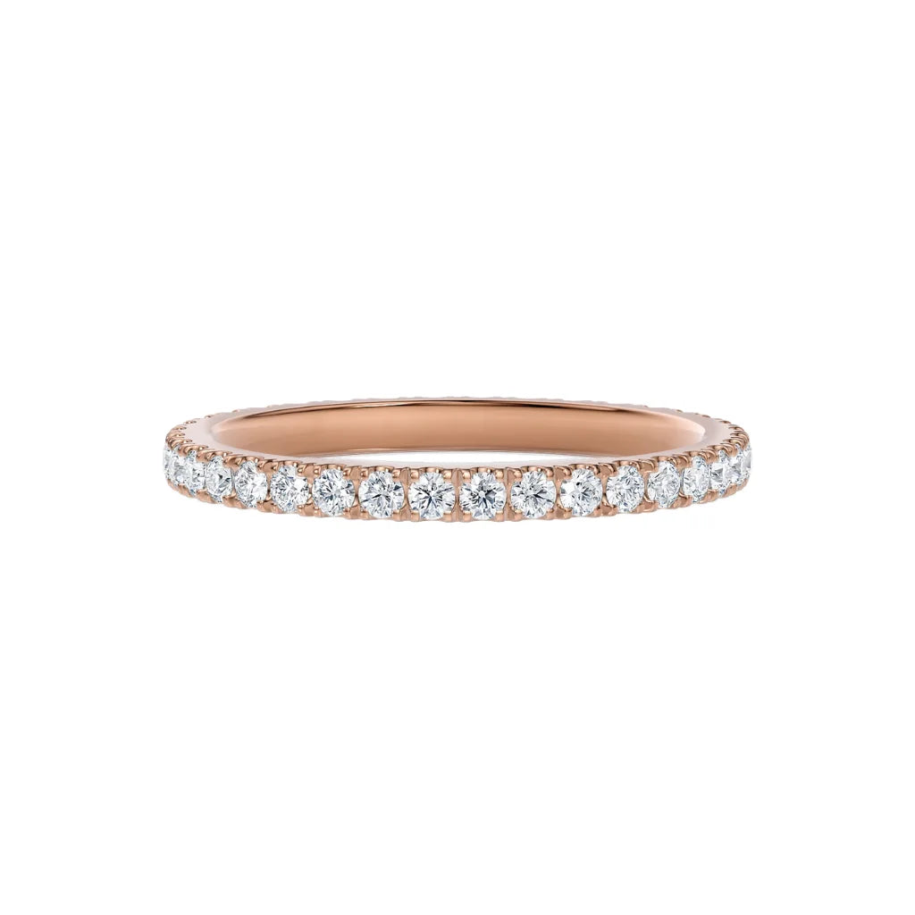 Alliansering i roségull 0,50 ct liggende – full eternity i roségull