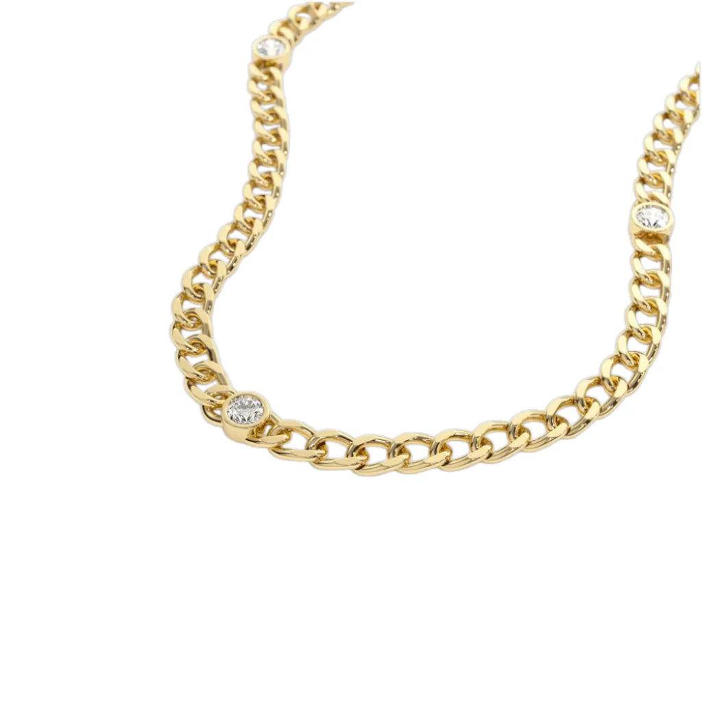 Gullkjede i cuban link-design – lukket og flat