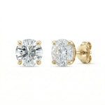 Diamantøredobber i gult gull 2x1 ct med 4 klør – lab diamant