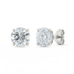 Diamantøredobber i hvitt gull 2x1 ct med 4 klør – lab diamant, front- og sidevisning