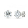 Diamantøredobber i hvitt gull 2x1 ct med 6 klør – lab diamant, front- og sidevisning