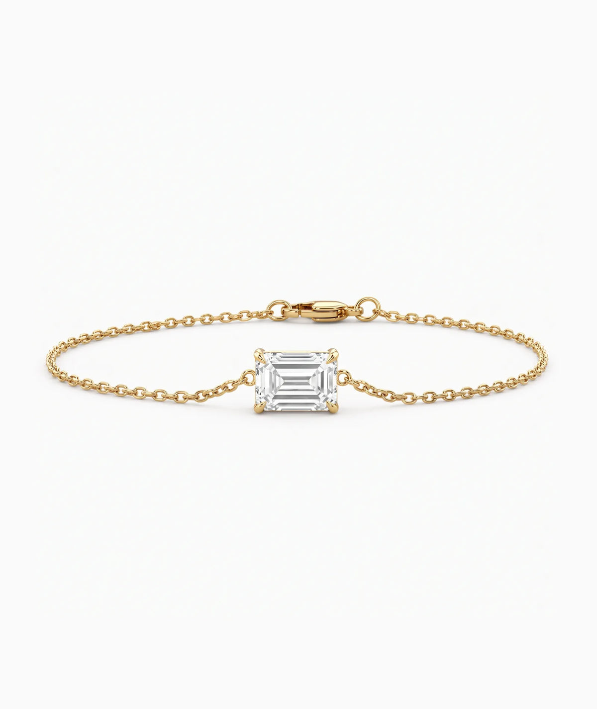 Diamantarmbånd Emerald Cut i 14K gult gull med lab-diamant