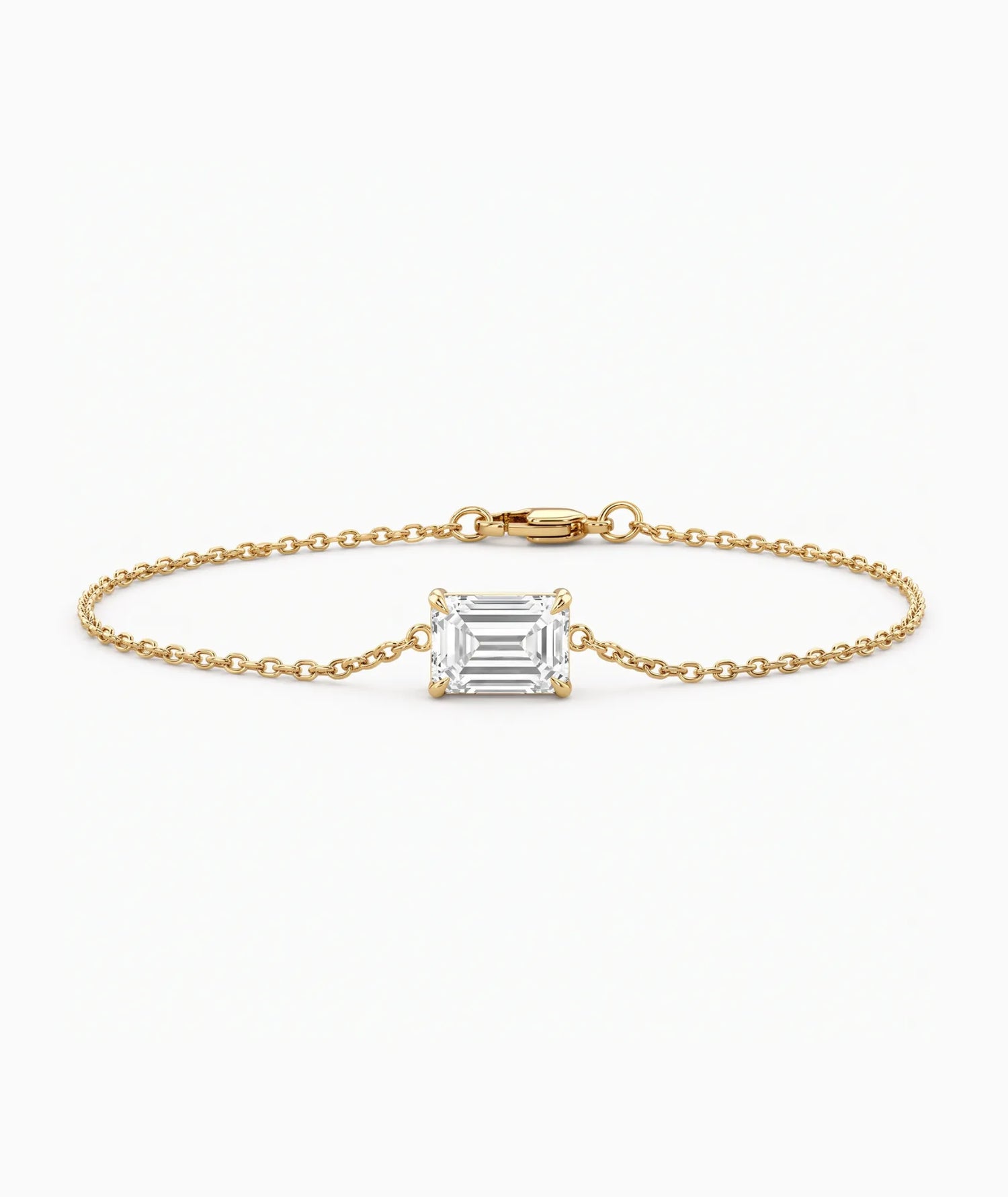 Diamantarmbånd Emerald Cut i 14K gult gull med lab-diamant