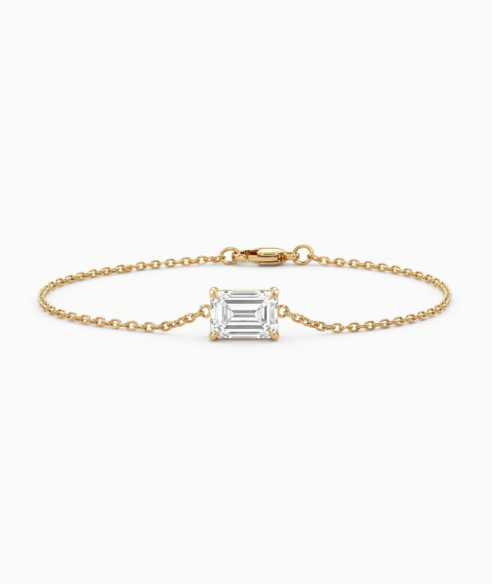 Diamantarmbånd Emerald Cut i 14K gult gull med lab-diamant