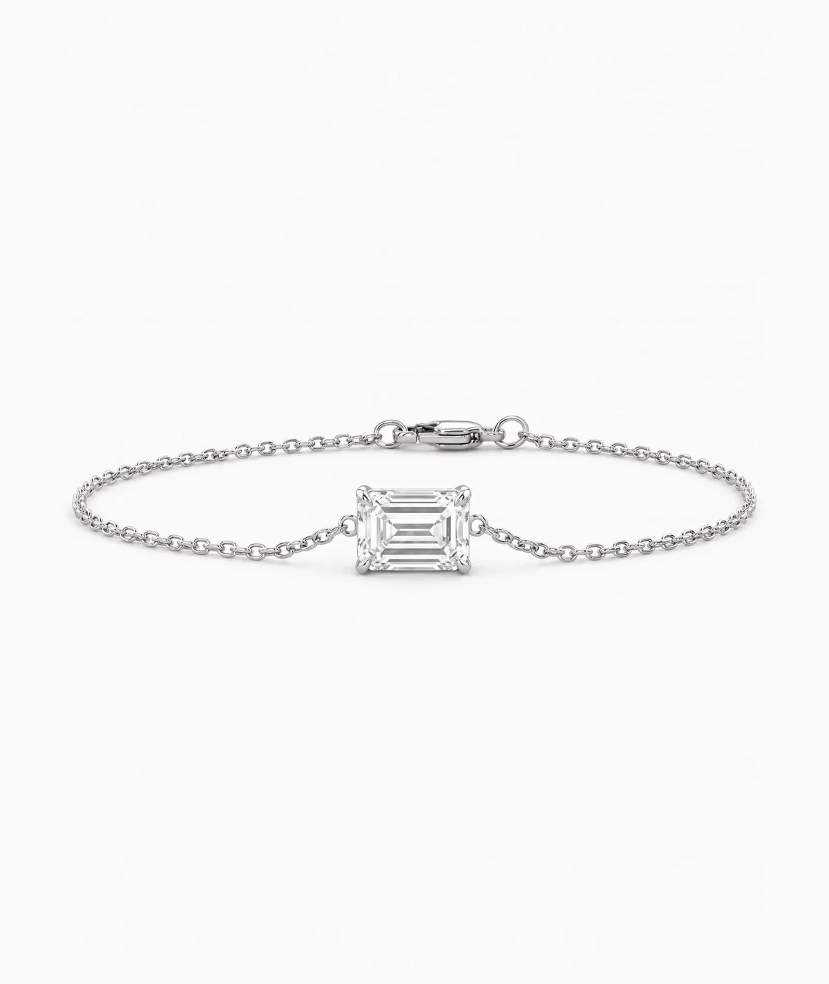 Diamantarmbånd Emerald Cut i 14K hvitt gull med lab-diamant