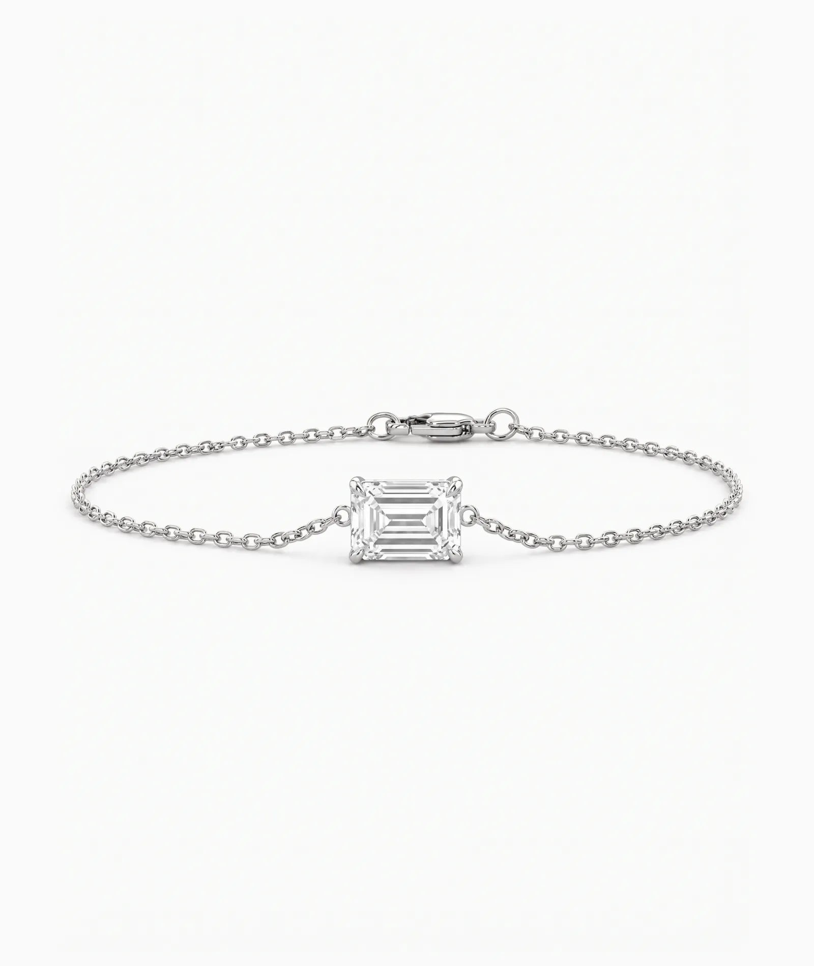 Diamantarmbånd Emerald Cut i 14K hvitt gull med lab-diamant