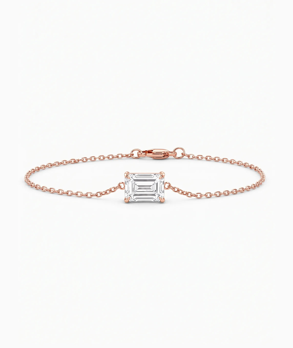 Diamantarmbånd Emerald Cut i 14K rosegull med lab-diamant