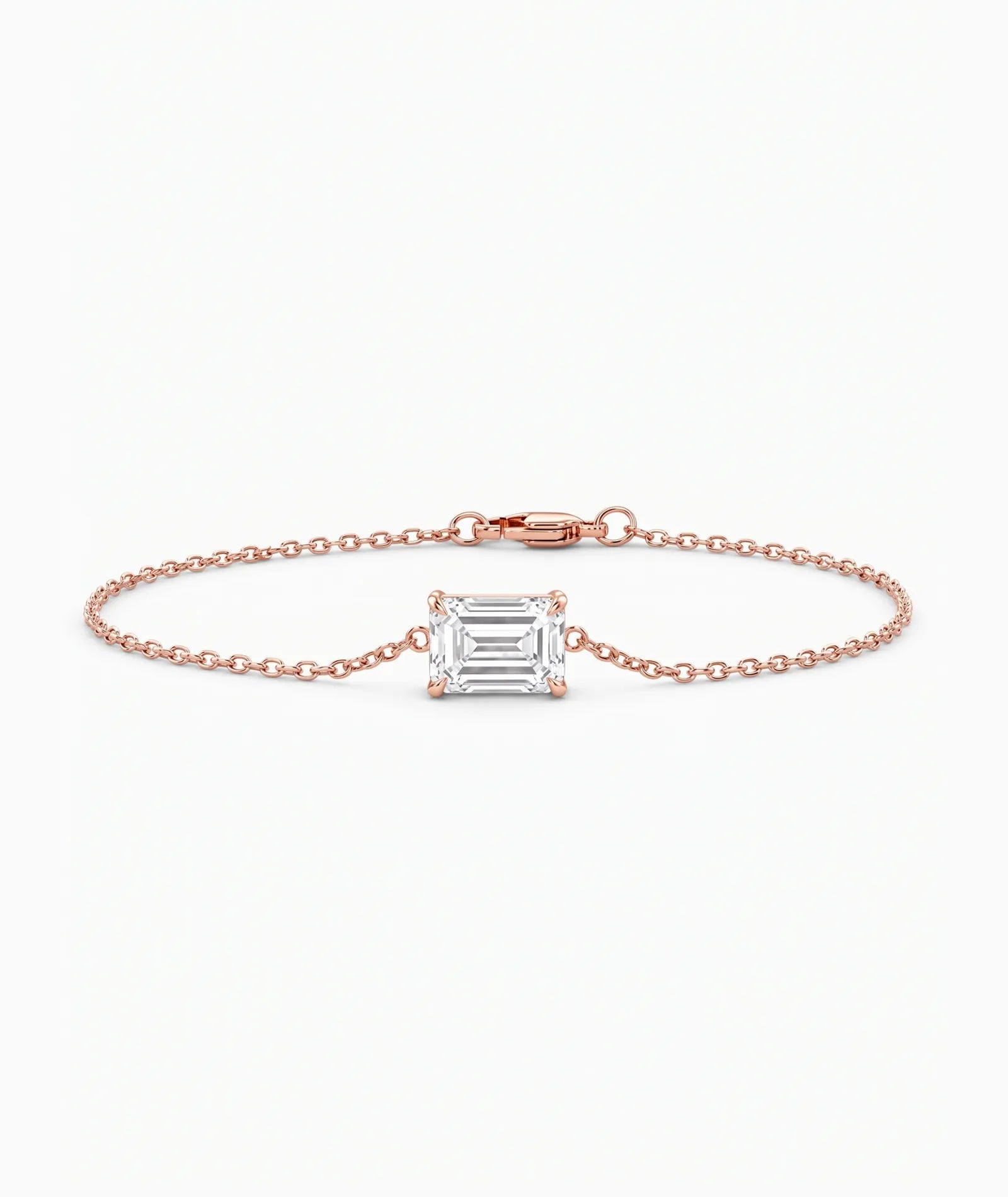 Diamantarmbånd Emerald Cut i 14K rosegull med lab-diamant