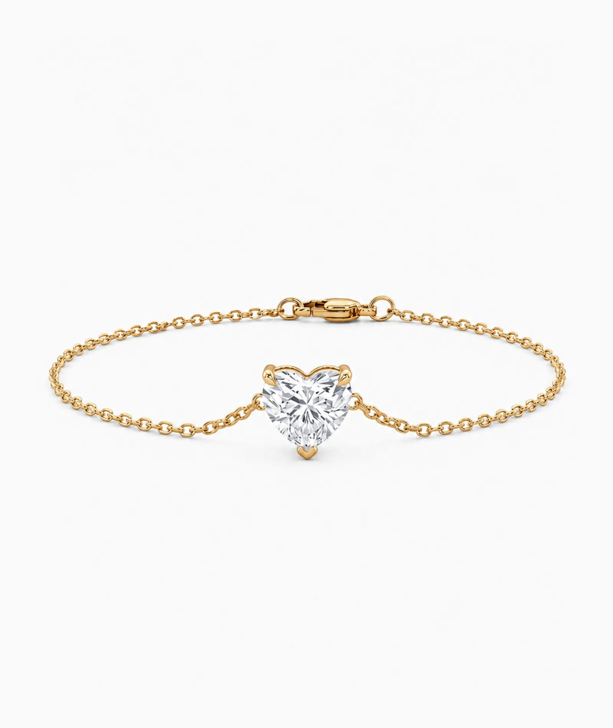 Diamantarmbånd Hjerte i 14K gult gull med lab-diamant
