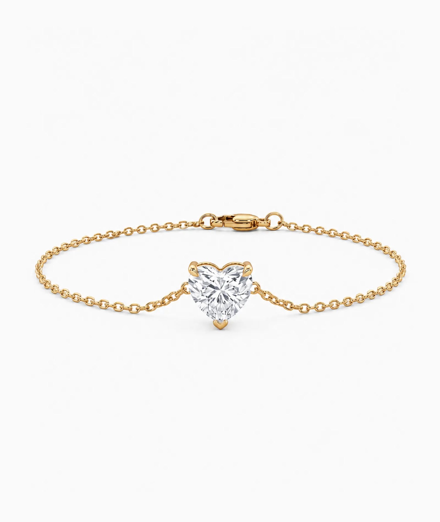 Diamantarmbånd Hjerte i 14K gult gull med lab-diamant