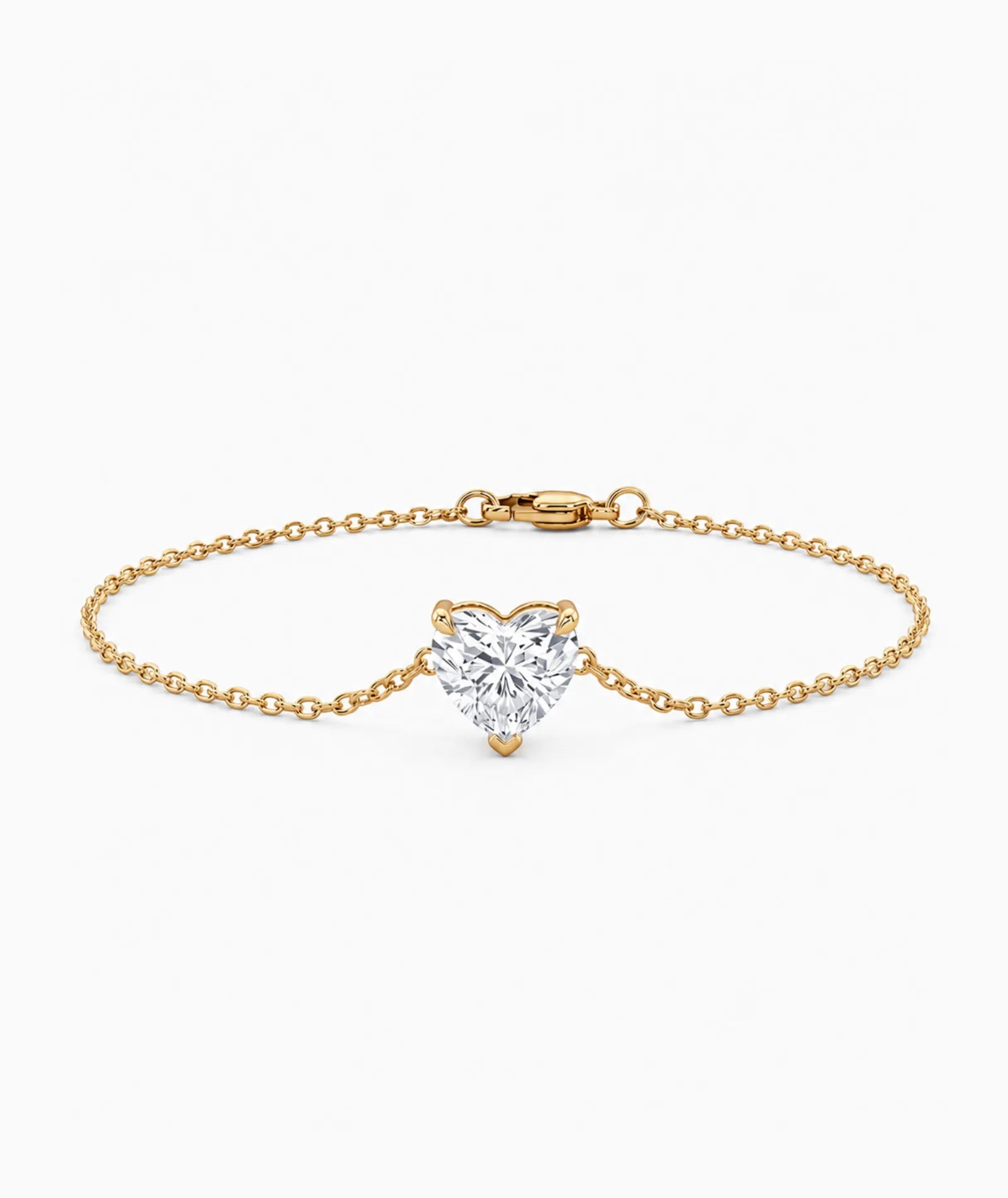 Diamantarmbånd Hjerte i 14K gult gull med lab-diamant