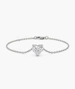 Diamantarmbånd Hjerte i 14K hvitt gull med lab-diamant