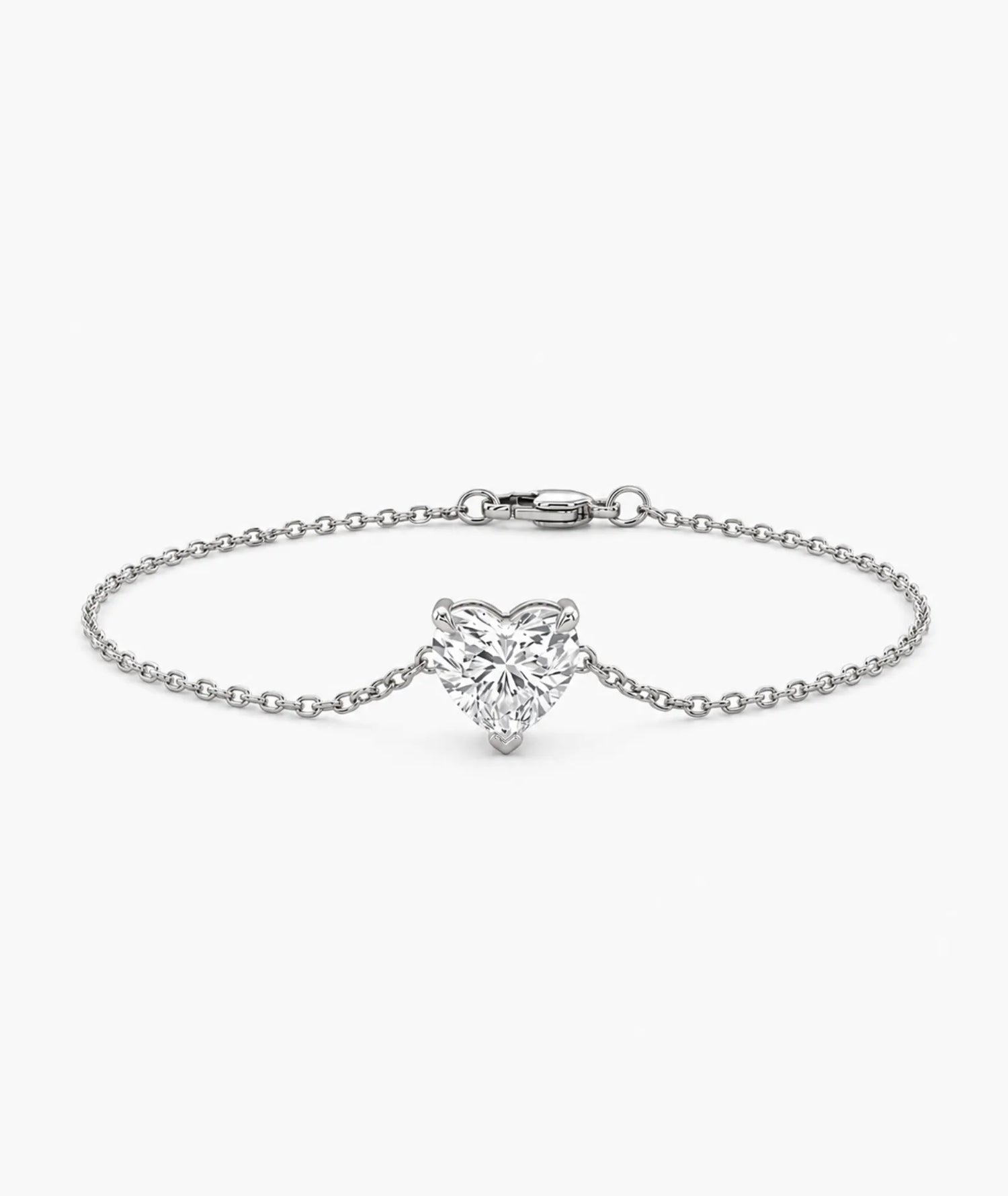 Diamantarmbånd Hjerte i 14K hvitt gull med lab-diamant