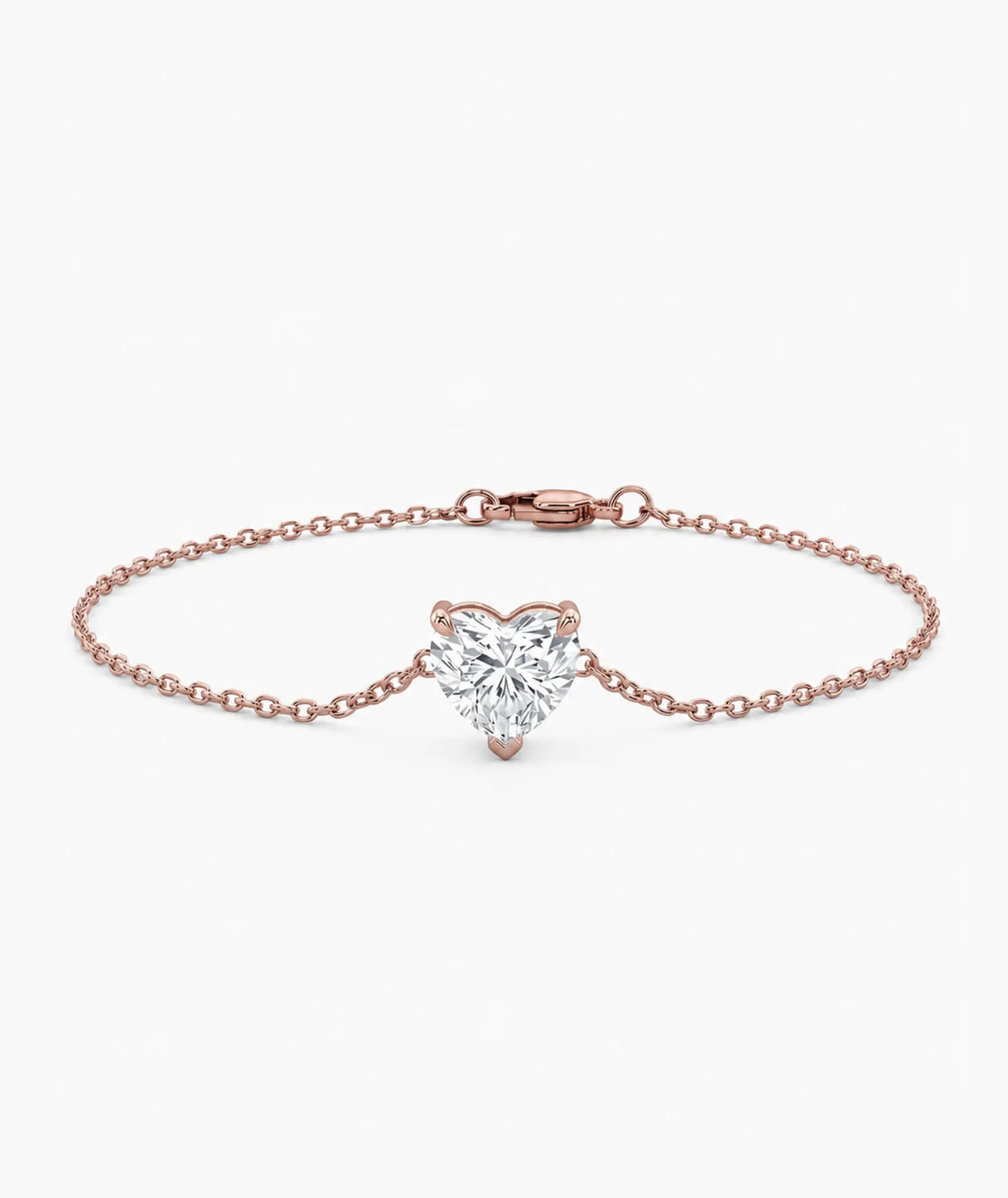 Diamantarmbånd Hjerte i 14K rosegull med lab-diamant