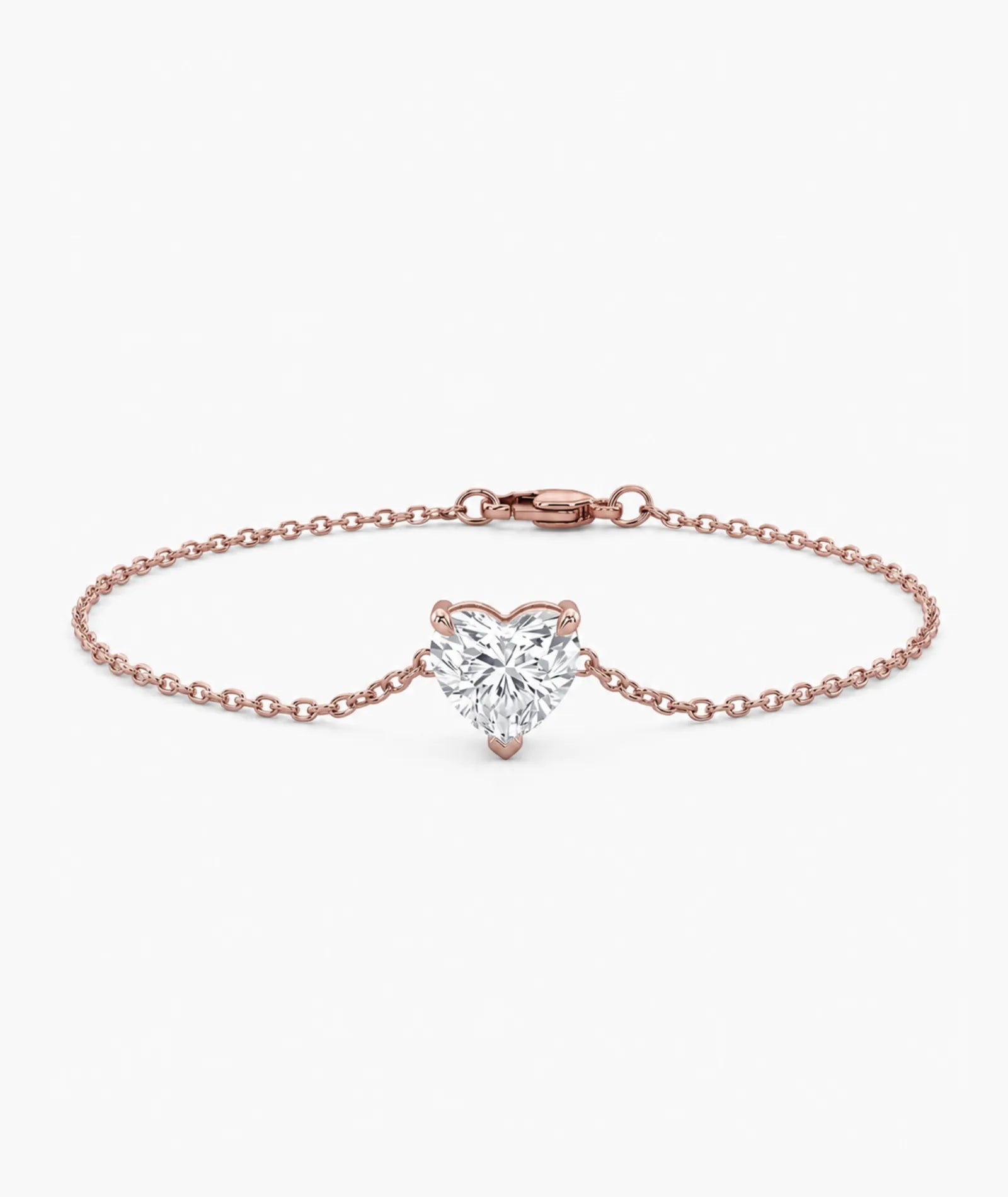 Diamantarmbånd Hjerte i 14K rosegull med lab-diamant