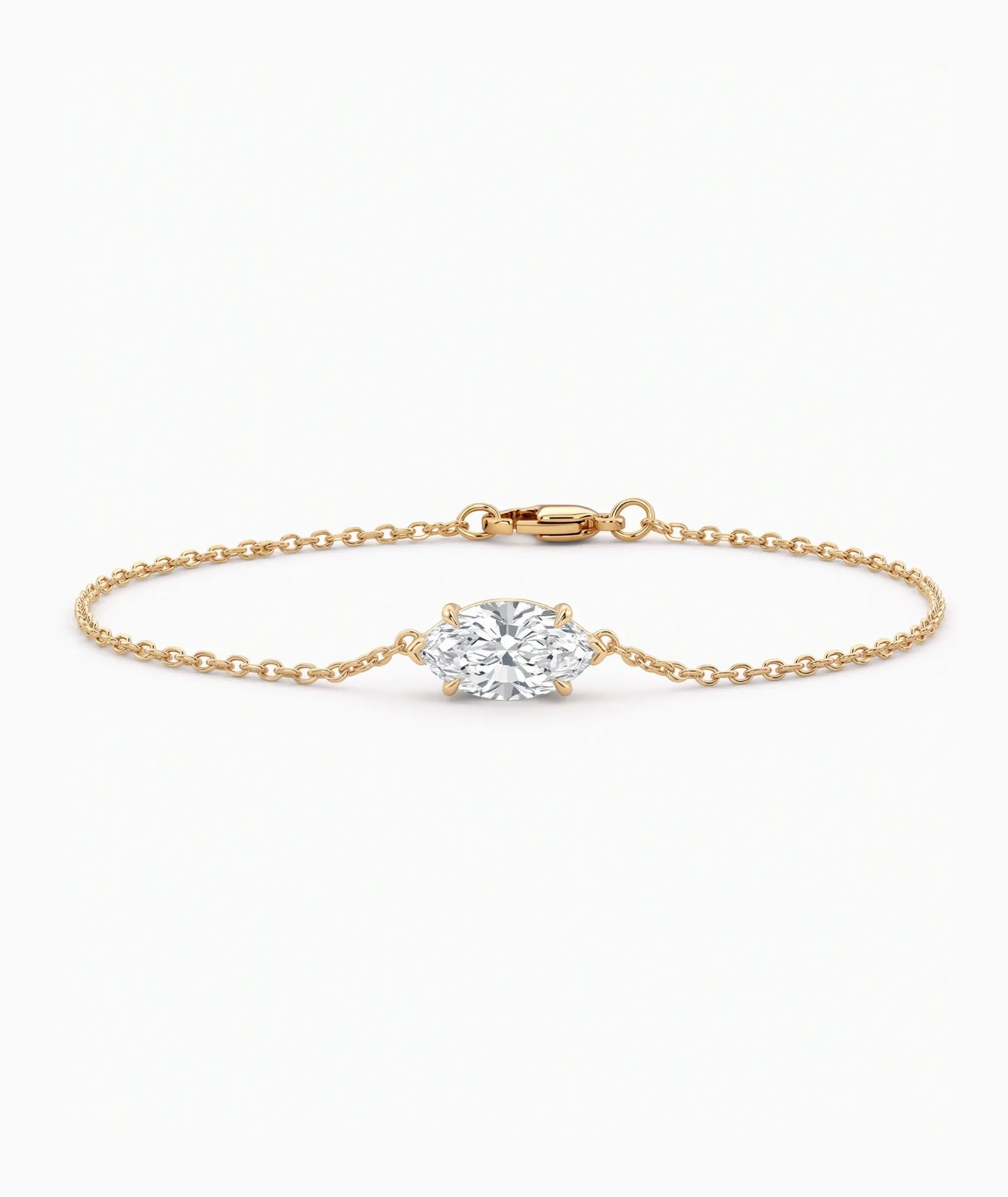 Diamantarmbånd Marquise i 14K gult gull med lab-diamant