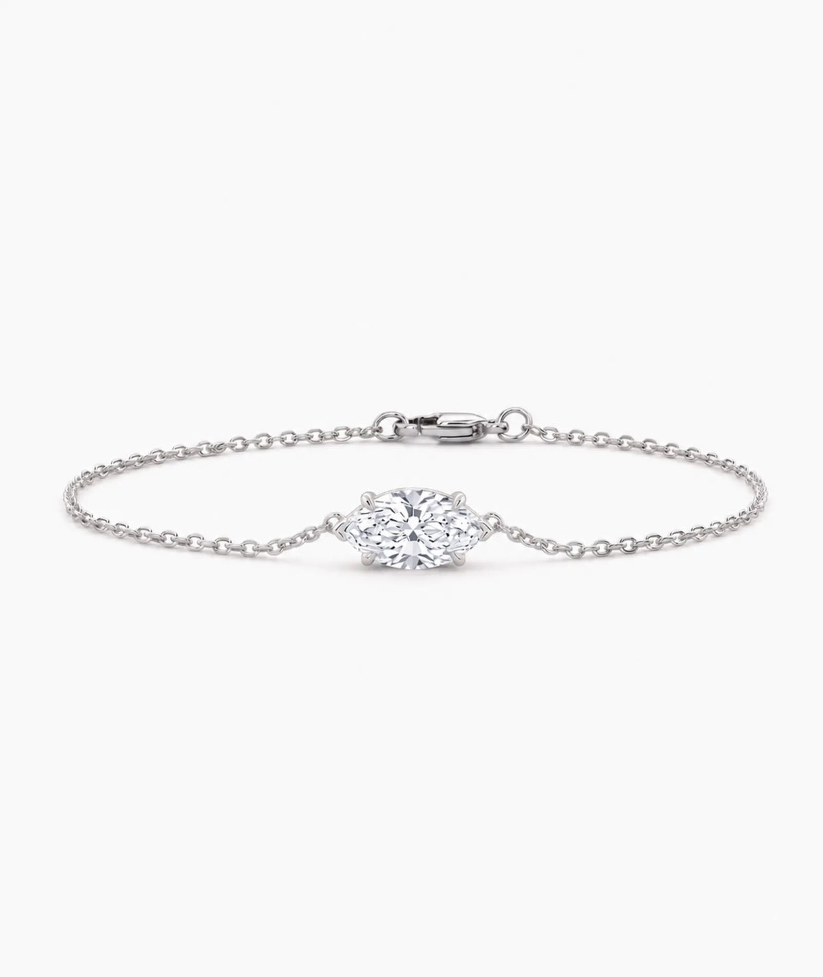 Diamantarmbånd Marquise i 14K hvitt gull med lab-diamant
