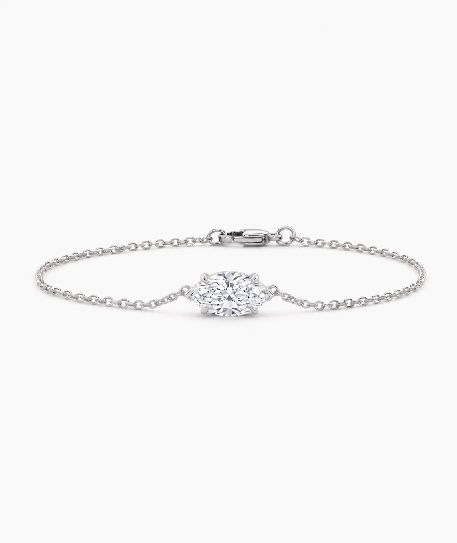 Diamantarmbånd Marquise i 14K hvitt gull med lab-diamant