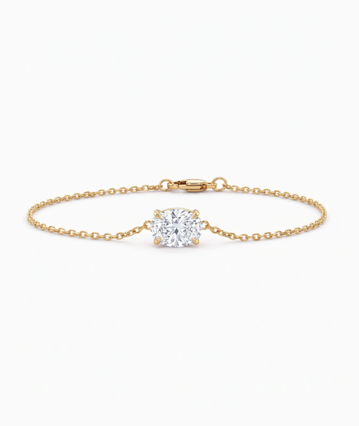 Diamantarmbånd Oval i 14K gult gull med lab-diamant
