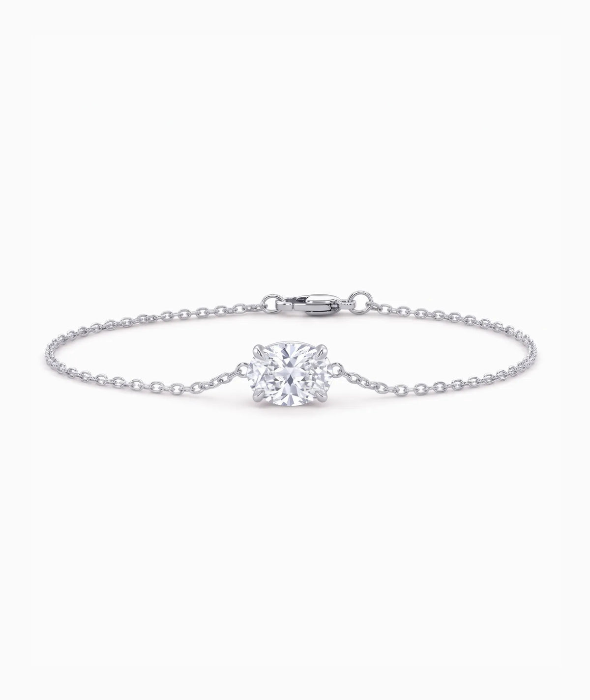 Diamantarmbånd Oval i 14K hvitt gull med lab-diamant