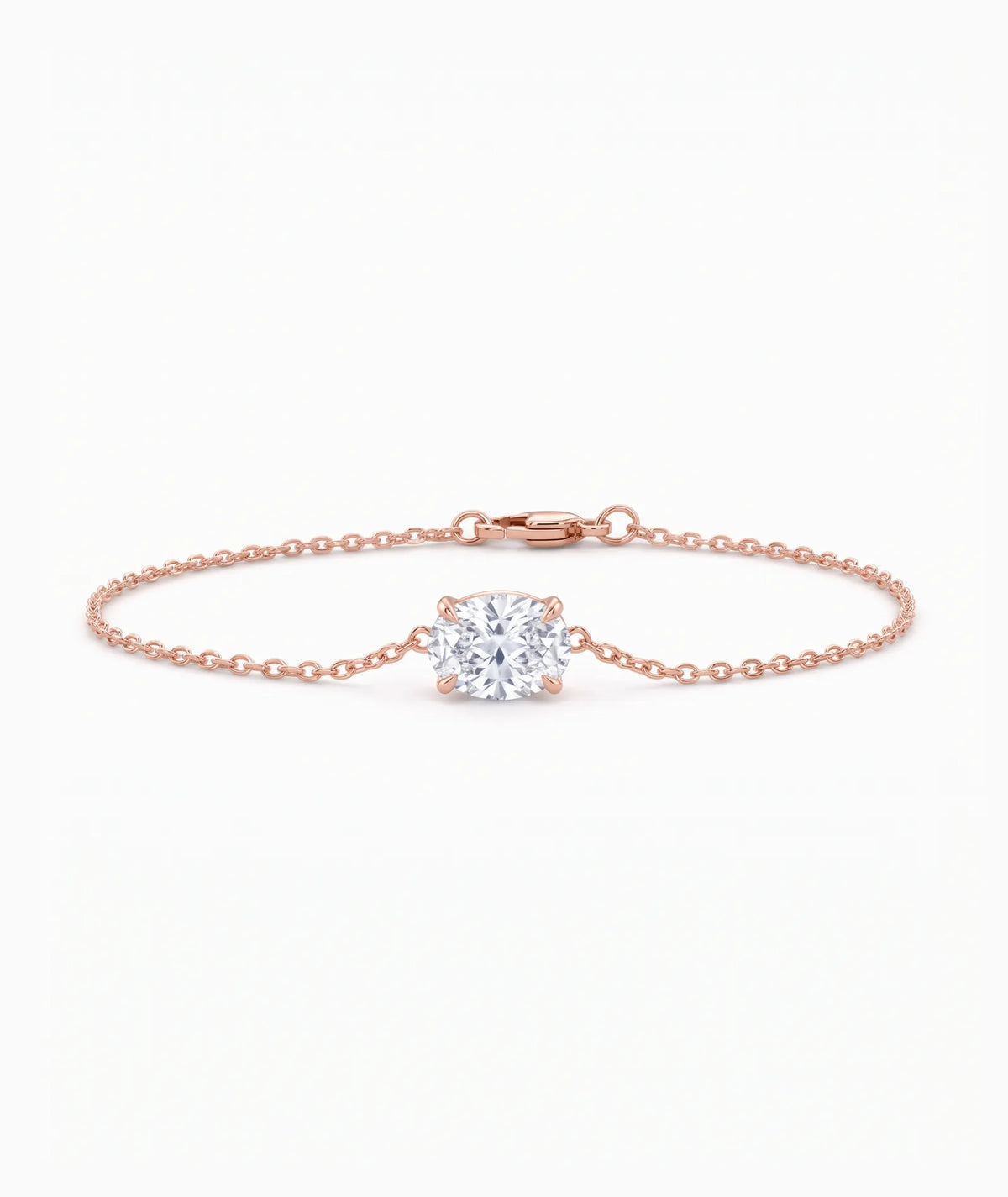 Diamantarmbånd Oval i 14K rosegull med lab-diamant