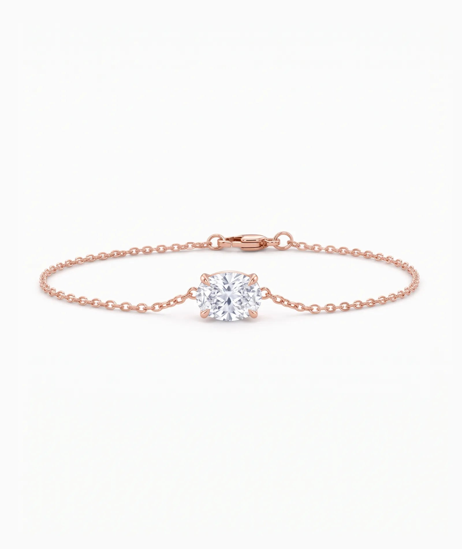 Diamantarmbånd Oval i 14K rosegull med lab-diamant