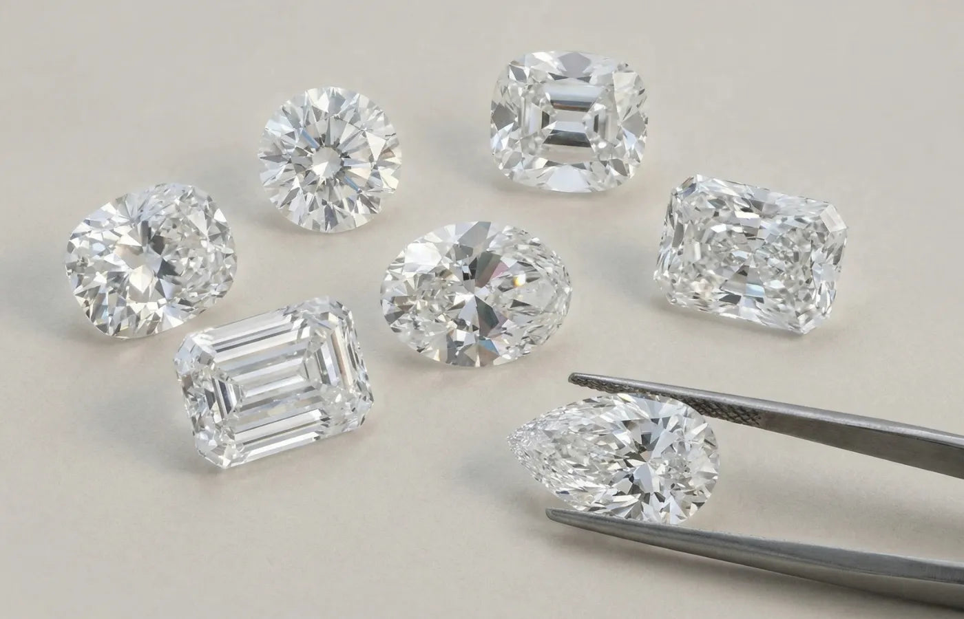 Ulike diamantformer og slip som del av veiledning i valg av ring