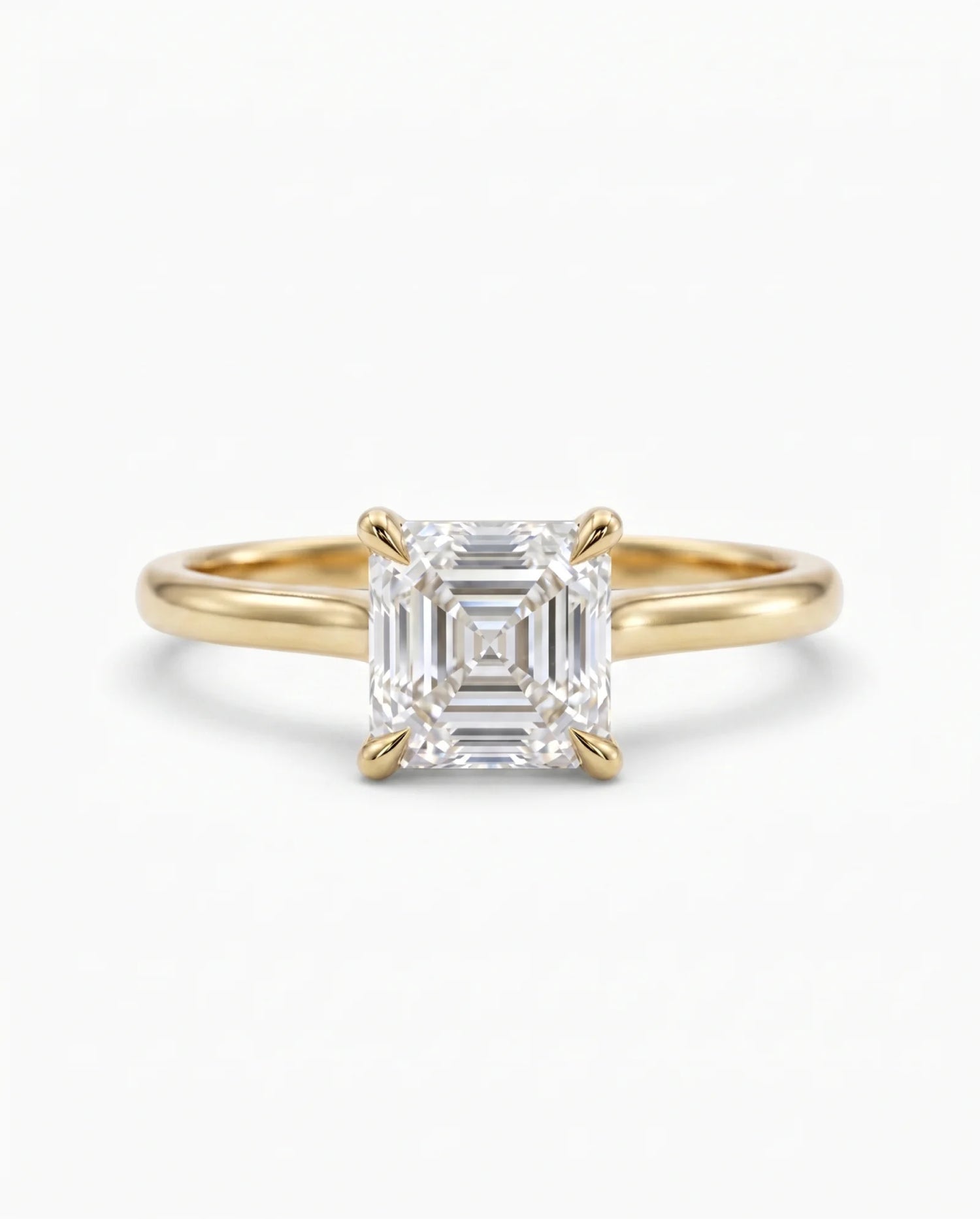 Diamantring i gult gull med Asscher cut lab-diamant på 1,00 ct