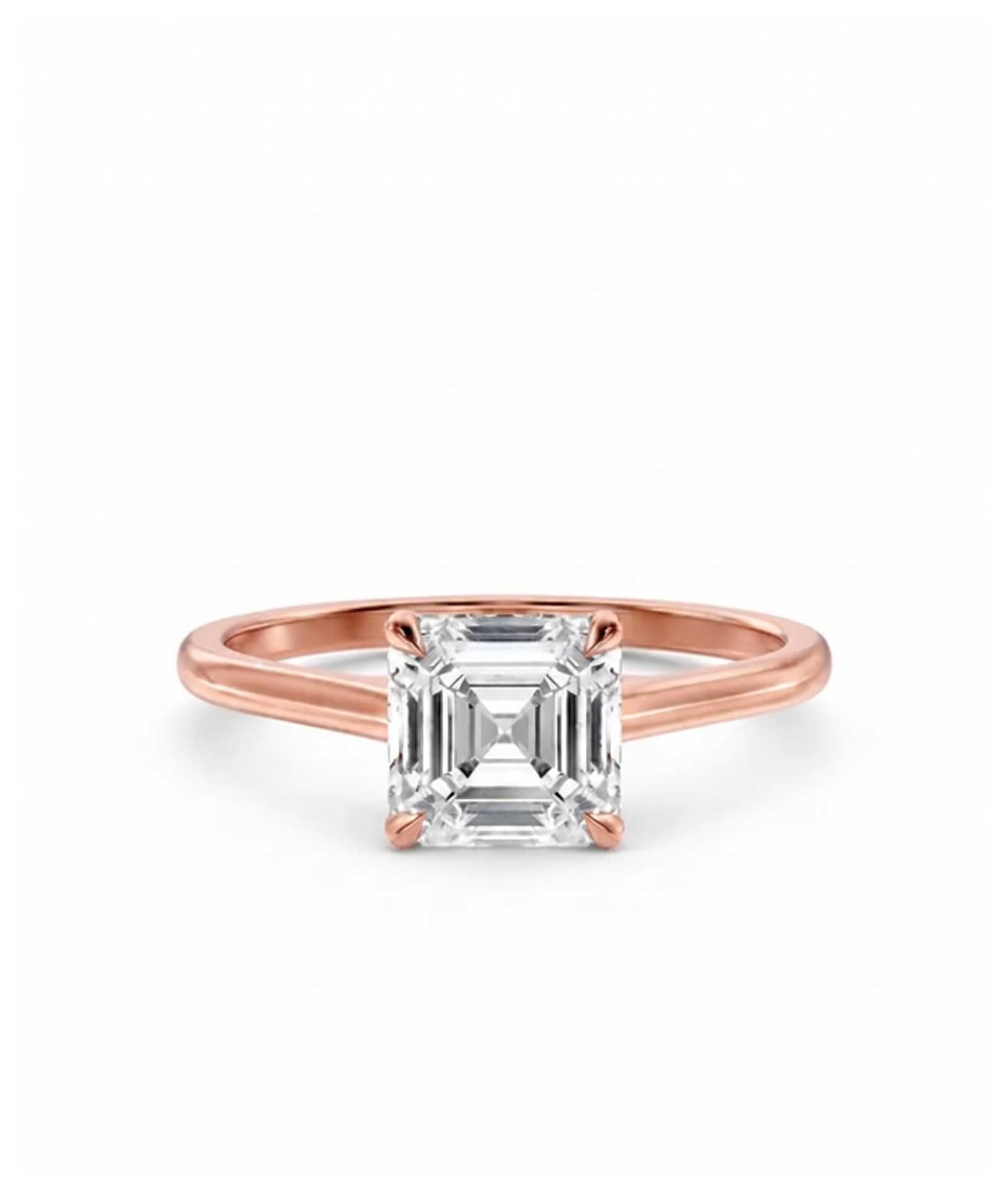 Diamantring i roségull med Asscher cut lab-diamant på 1,00 ct