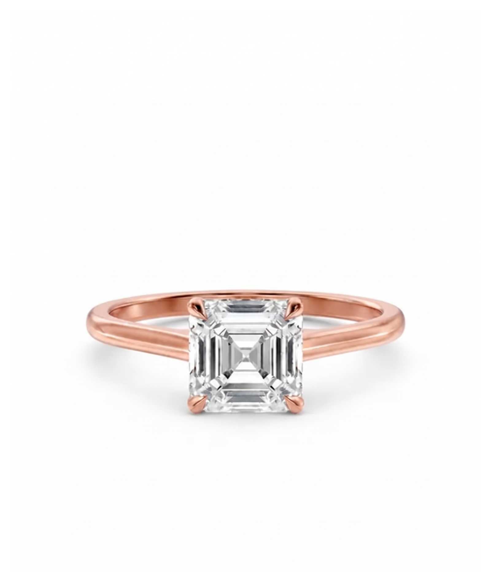 Diamantring i roségull med Asscher cut lab-diamant på 1,00 ct