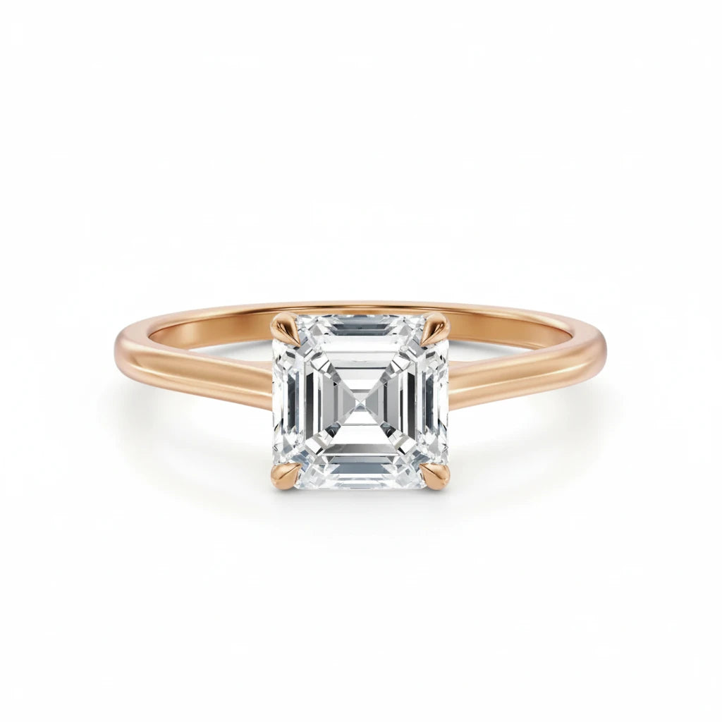 Diamantring – Asscher cut – roségull – 1,00 ct