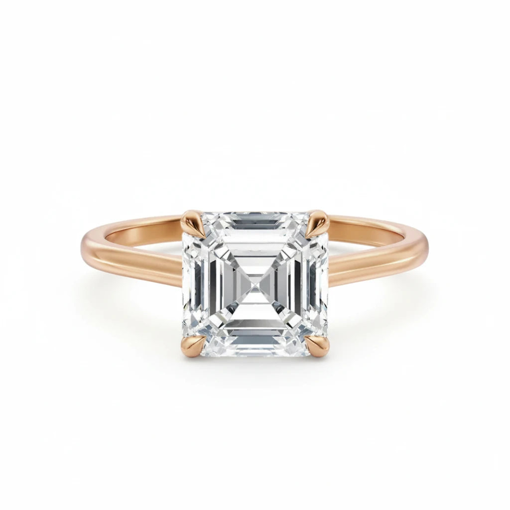 Diamantring i roségull med Asscher cut lab-diamant på 2,00 ct